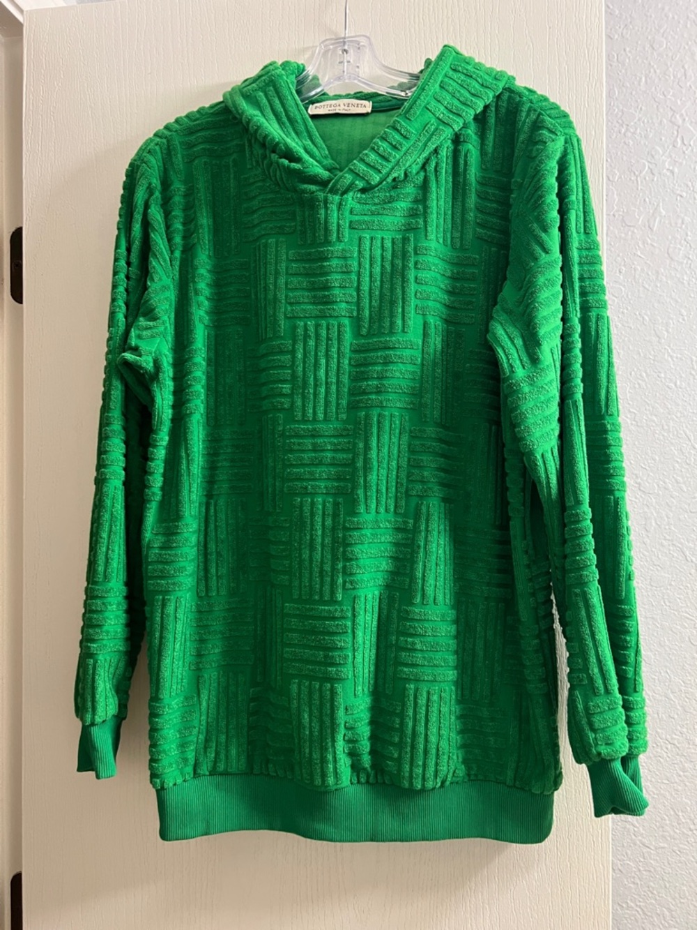 Bottega Veneta Emerald Green Textured Crewneck Hoodie